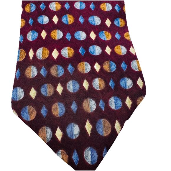 NEW HALSTON GEOMETRIC DESIGN 100% ITALIAN SILK TIE MADE IN USA 3.75 x 57 - Picture 4 of 4